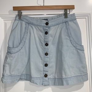 Light wash button up jean skirt